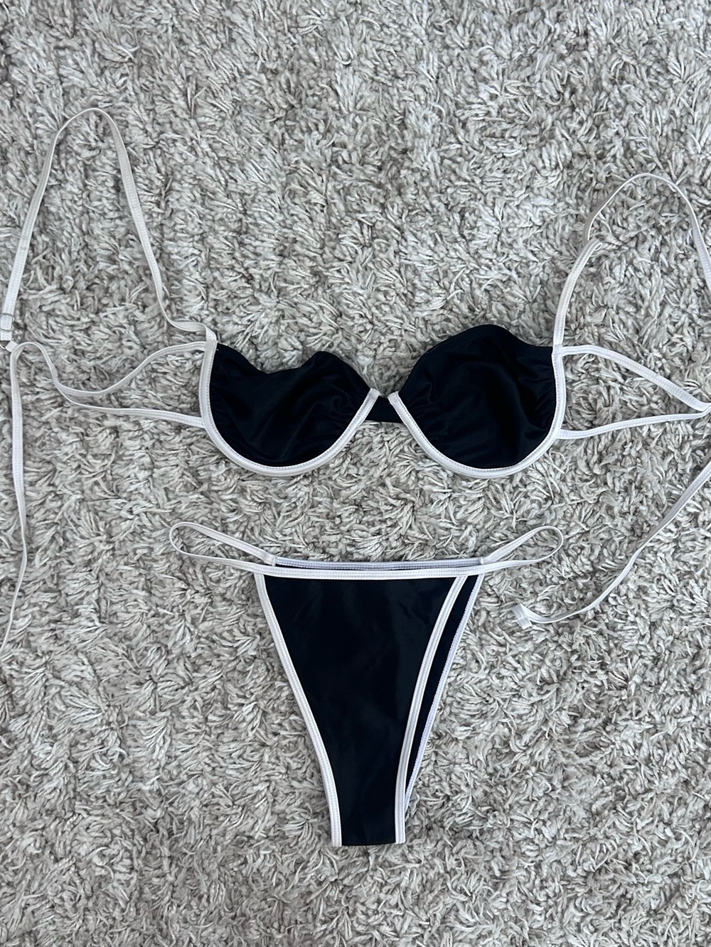 Cider Black Bikini with White Contrast Trim - Women Swim